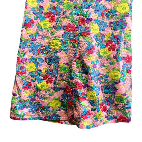 70s Pink floral sleeveless dress【01494】