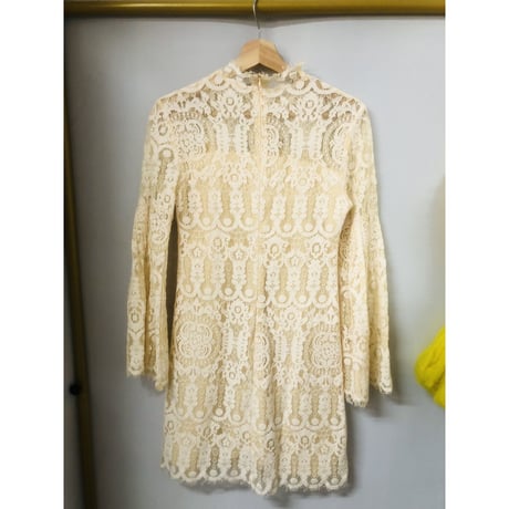 Vintage flare sleeve lace mini dress【00956】