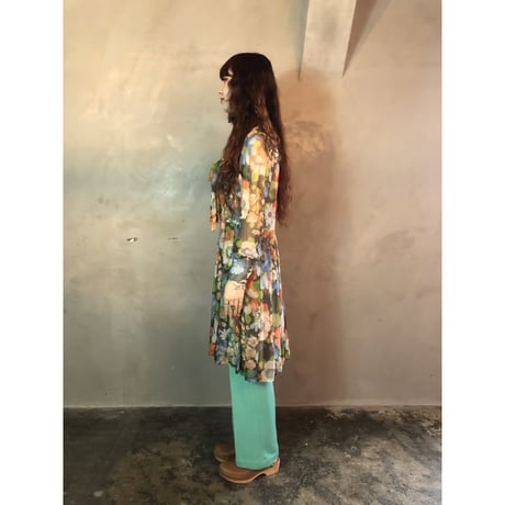 70s Teal poly pants【01261】