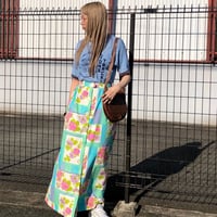 70s Floral maxi skirt【01303】