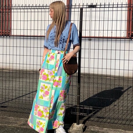 70s Floral maxi skirt【01303】