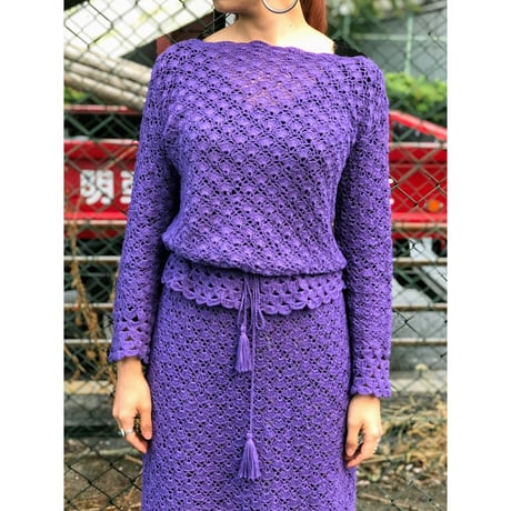 70s Purple crochet SETUP【00478】