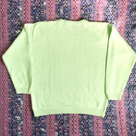 Green knit sweater【01371】