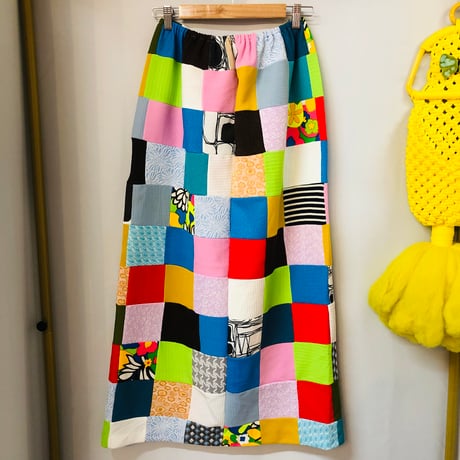 70s Patchwork maxi skirt【01116】