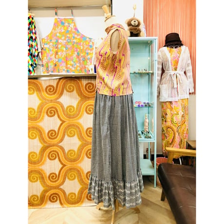 Vintage geometry sleeveless blouse【01199】