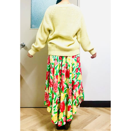 Vintage tulip pattern long skirt【00844】