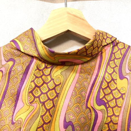 Vintage geometry sleeveless blouse【01199】
