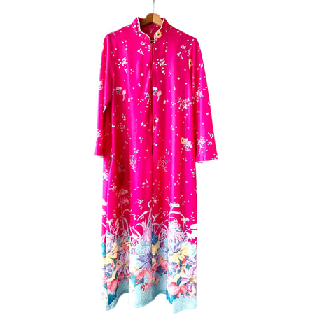 70s Pink floral maxi dress【01310】