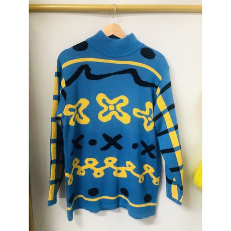 Vintage blue turtleneck sweater【00796】