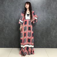 70s Bandana hippie maxi dress【01465】