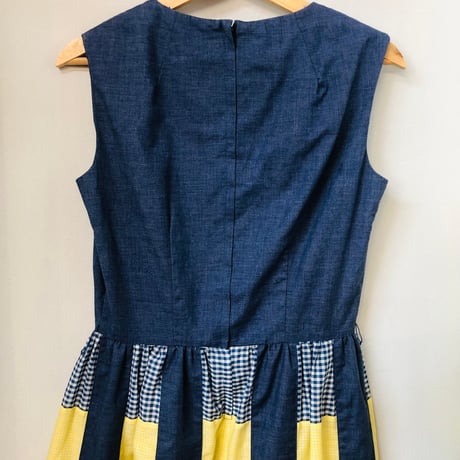 70s Sleeveless patchwork maxi dress【01101】