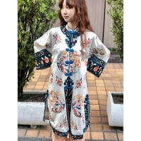 Vintage silk china long jacket【01221】
