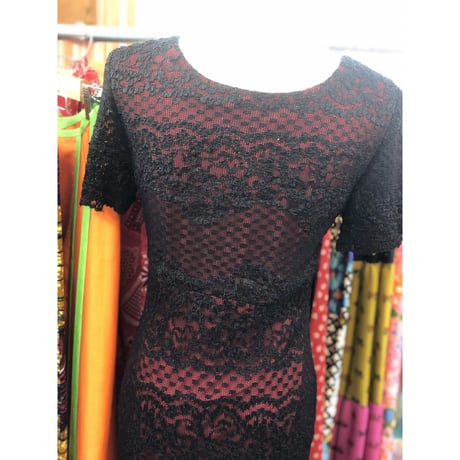 Vintage black lace dress【01065】