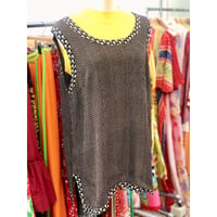 Vintage black floral sleeveless top【01195】