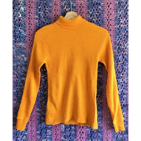 Orange rib turtle knit sweater【01331】