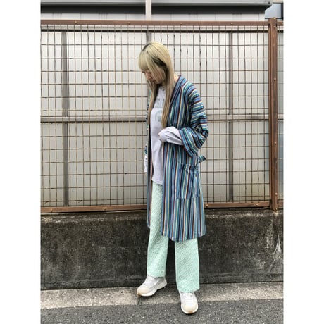 70s Green poly pants【01406】