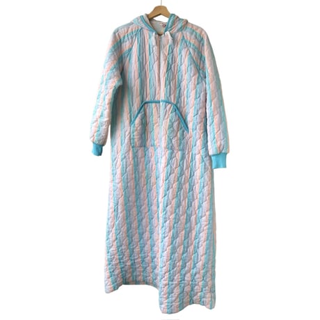 70s Sears Quilted hooded dress【01412】