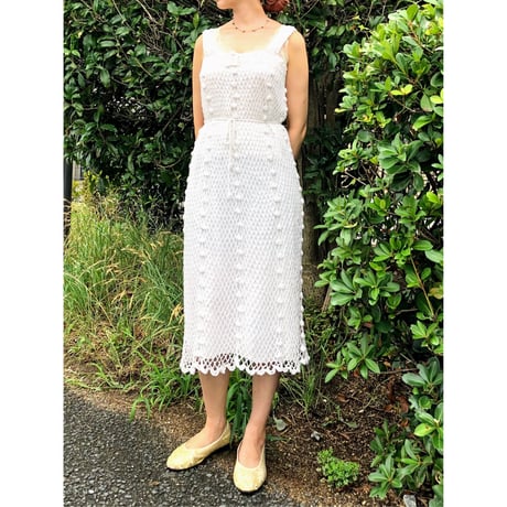 80-90s Sleeveless crochet dress【00363】