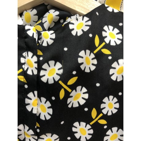 60s Black × Yellow floral maxi dress【00590】