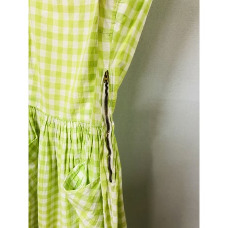 50s righetgreen gingham dress【00825】