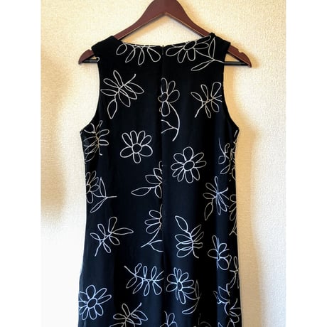 90s Black sleeveless maxi dress【00377】