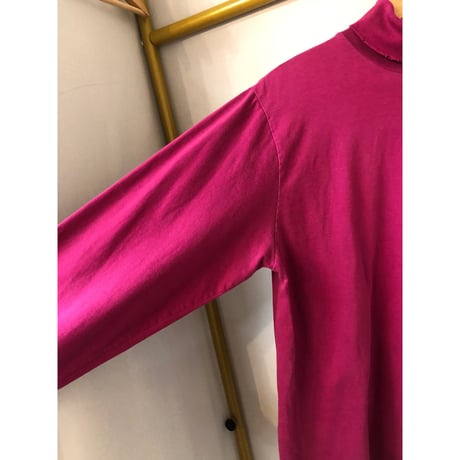 90s Turtleneck cotton top / PINK【01019】