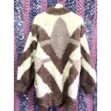 Brown mohair long cardigan【01344】