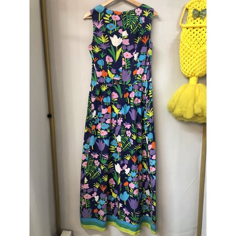 60s Floral sleeveless maxi dress【00985】