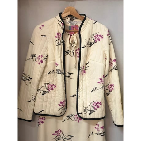 70-80s Dress & Quilted jacket 2PC【01055】