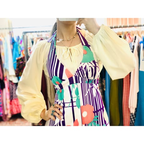 60s Halter mini dress【00969】
