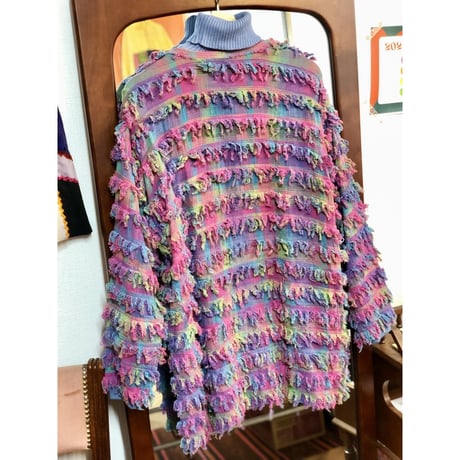 80-90s Pink plaid fringe jacket【01258】