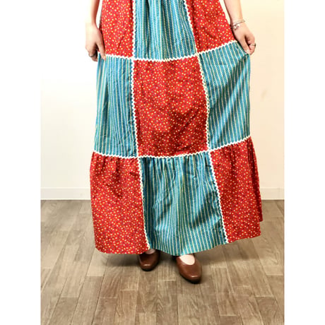 70s Balloon sleeve maxi dress【01308】
