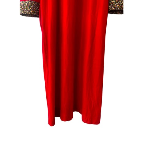 70s Red house maxi dress【01425】