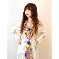 Vintage white floral gown【00831】