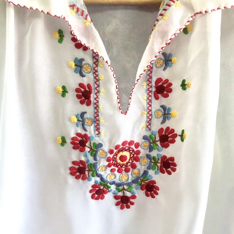 Vintage floral embroidery blouse【01514】