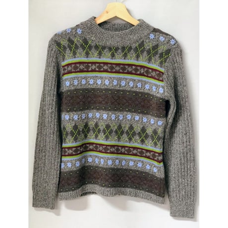 Vintage gray knit sweater【00622】