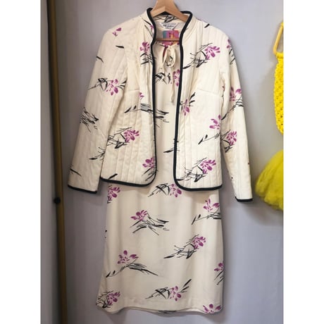 70-80s Dress & Quilted jacket 2PC【01055】