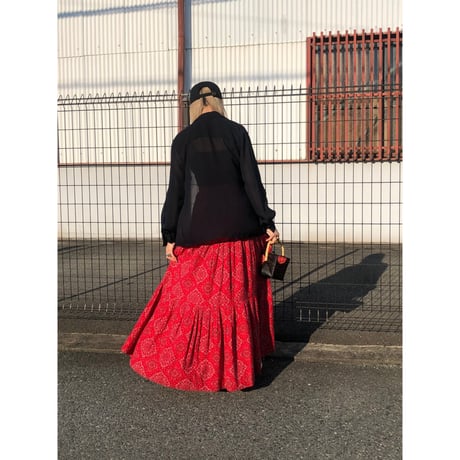 70s Bandana pattern maxi skirt【01242】