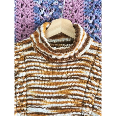 Orange marble rib turtle knit sweater【01333】
