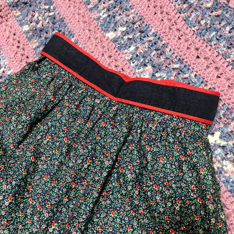 70s Floral maxi skirt【01302】