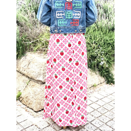 70s Strawberry? maxi skirt【01110】