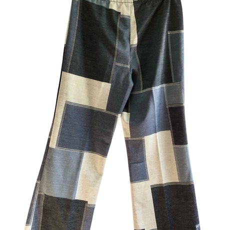 70s Patchwork style poly pants【01405】