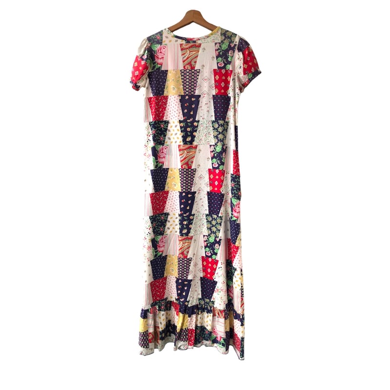 70s Patchwork pattern maxi dress【01311】 | Vinta