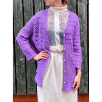 70s Purple crochet cardigan【00413】
