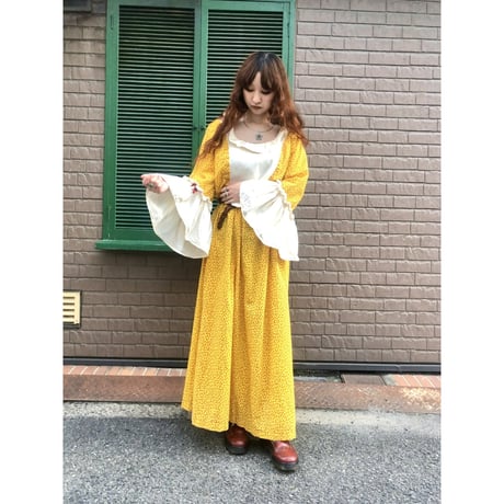 70s Yellow floral 2pc【01213】