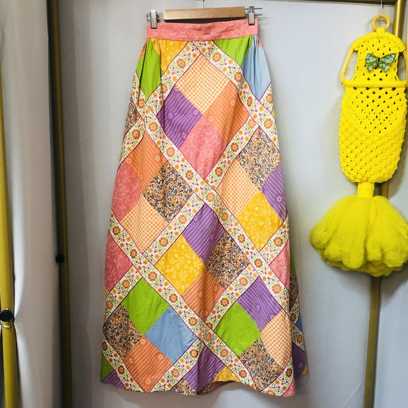 70s vintage パッチワーク生地 マキシスカート 70's patchwork skirt／70年代 パッチワーク スカート | BIG