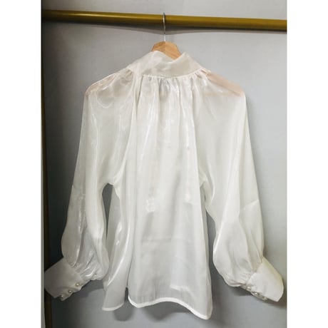 Vintage bowtie sheer blouse【00793】