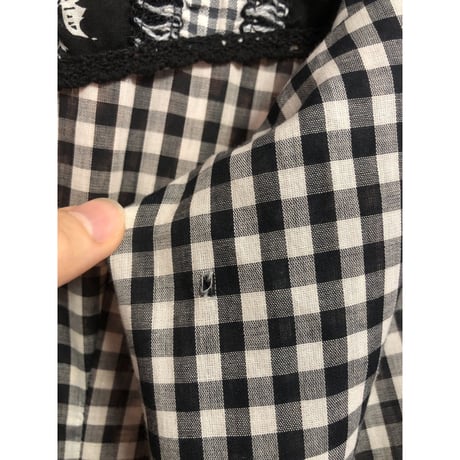 70s MISS K Black plaid maxi dress【01389】