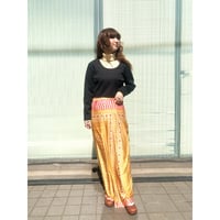 70s Black and yellow floral maxi dress【01227】