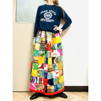 Vintage patchwork maxi skirt【00884】
